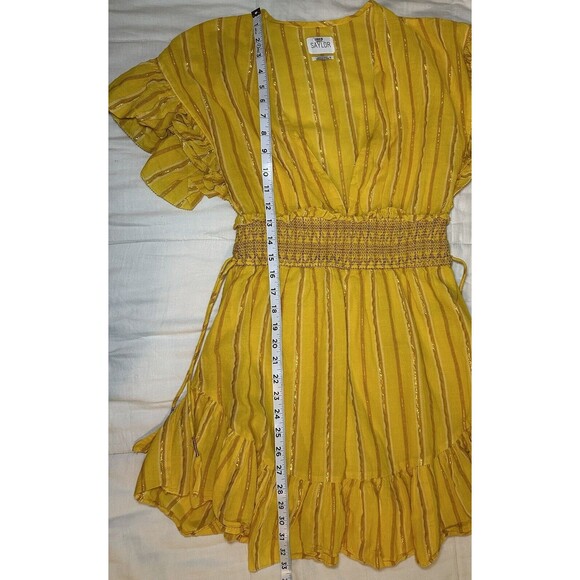 SAYLOR Adrianne Ruffle Sleeve Lightweight Yellow‎ Mini Dress SIZE SMALL - Picture 10 of 13
